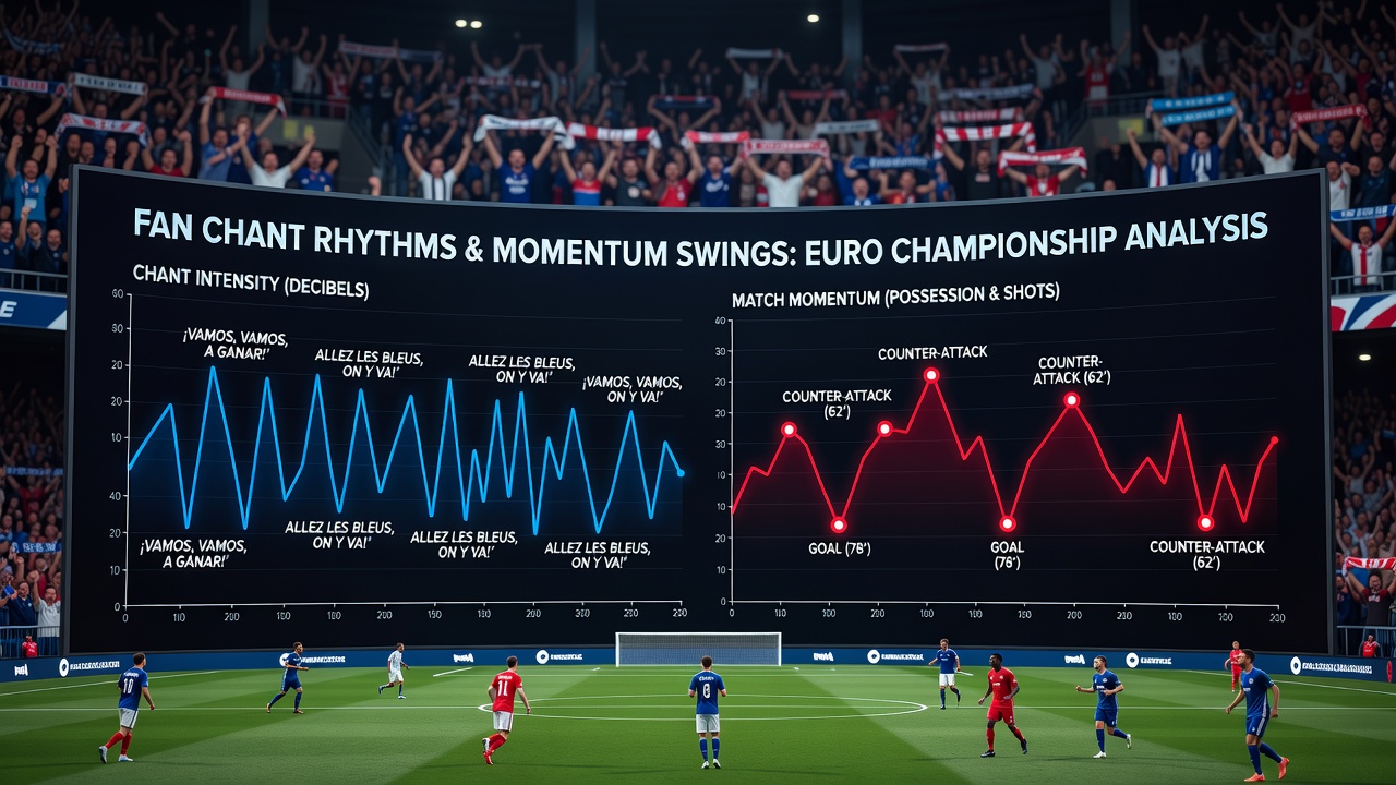 Close-up view of soccer supporters using drums and coordinated movements to maintain rhythmic chants during a championship fixture