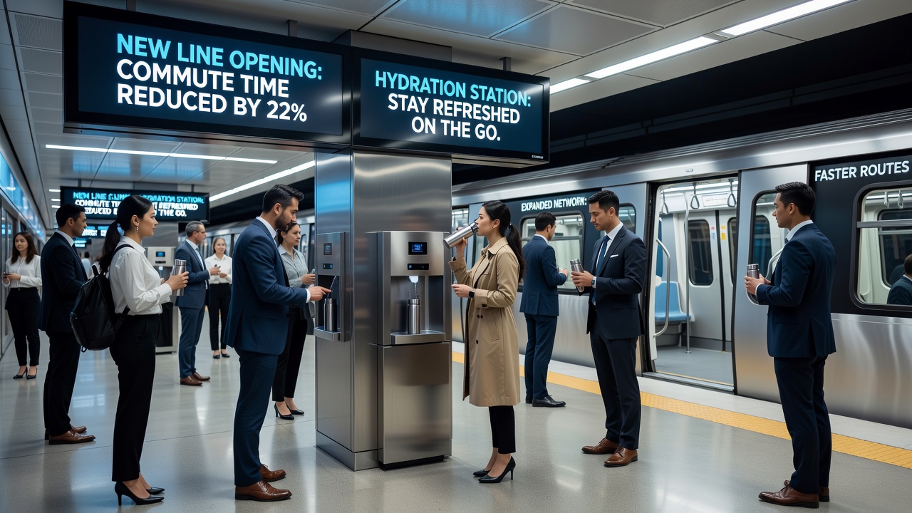 Professional basketball players exiting a subway station near an NBA arena during evening commute hours