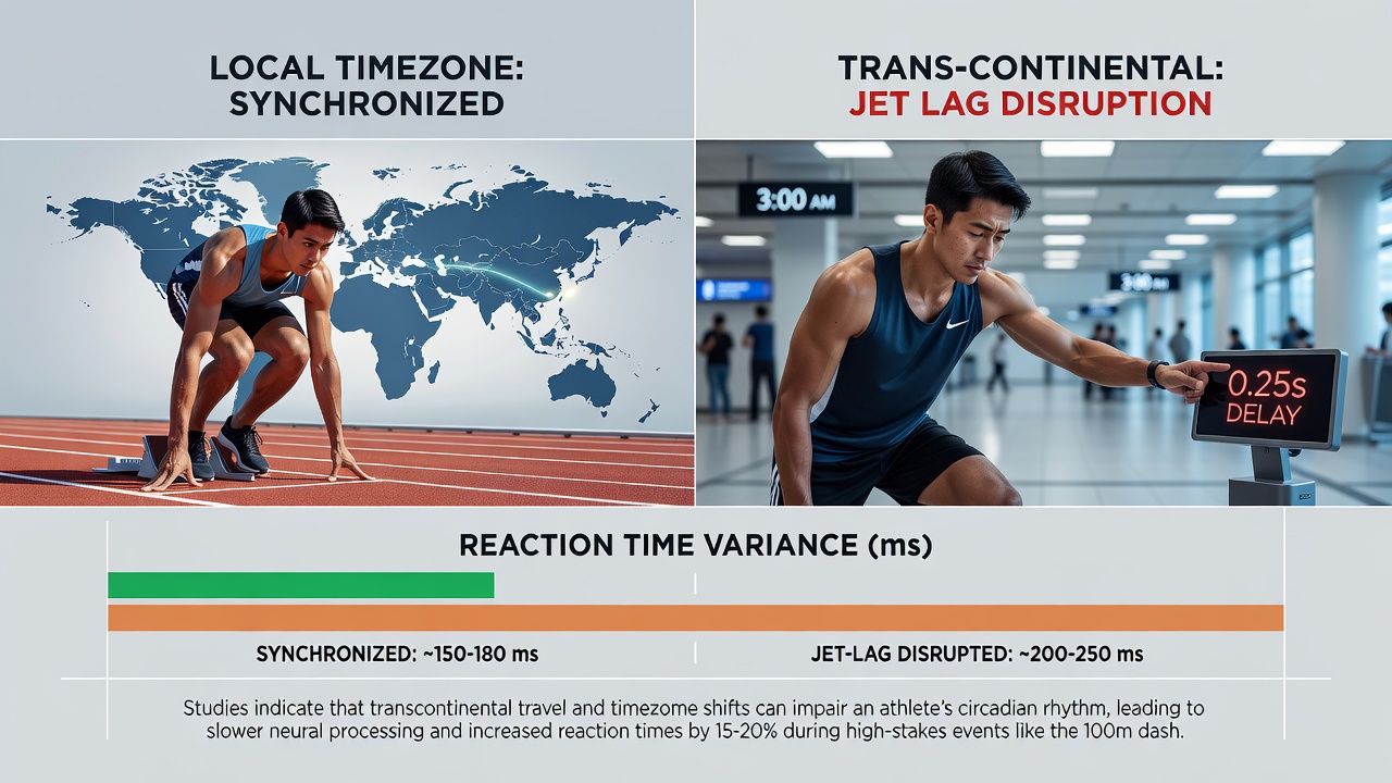 Sports scientists monitoring athlete reaction times after long-haul flights across time zones