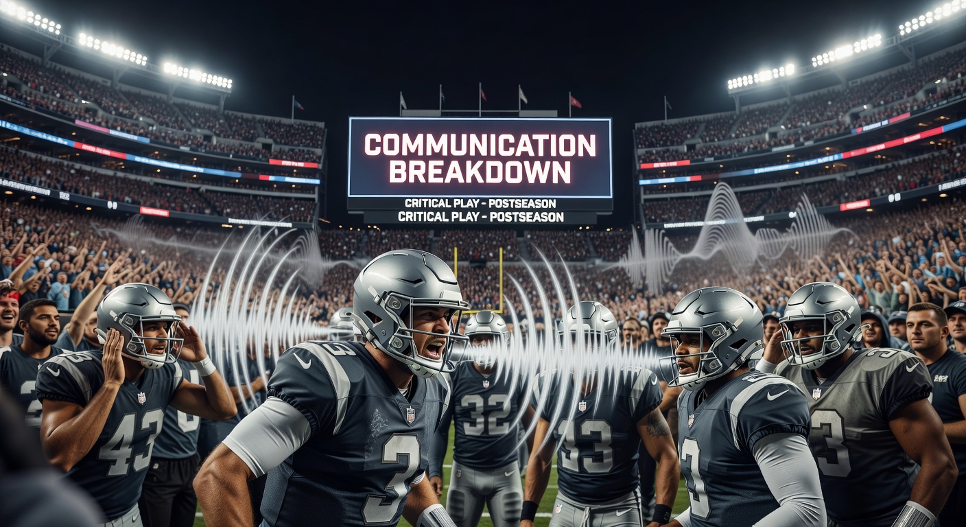 Crowd noise filling a packed NFL stadium during a critical postseason play